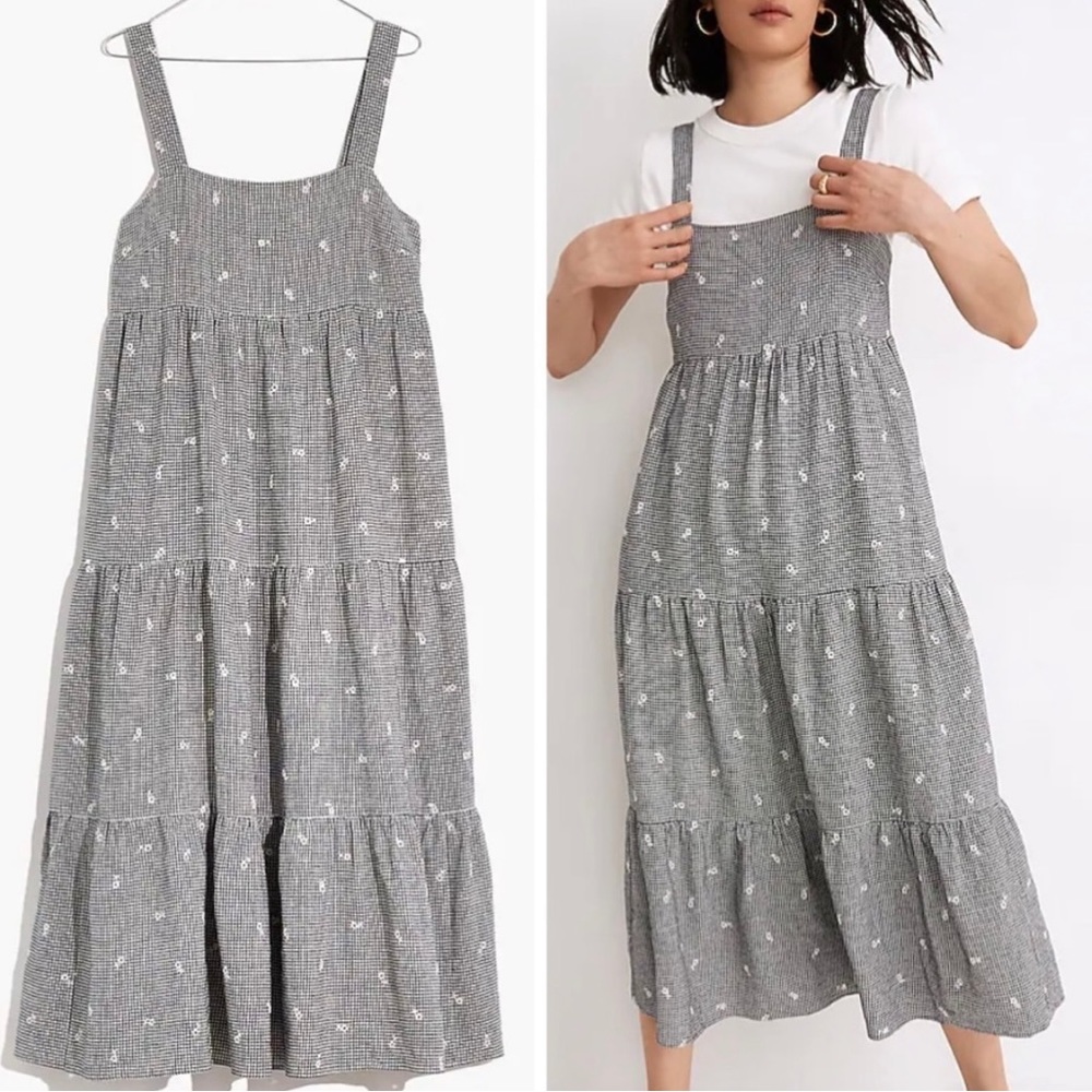 Madewell Gingham Linen Midi Dress